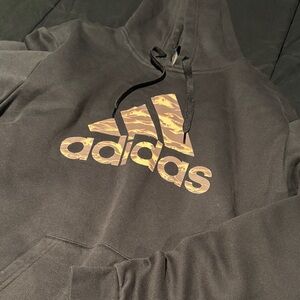 Adidas Black Hoodie with Brown Camouflage Logo